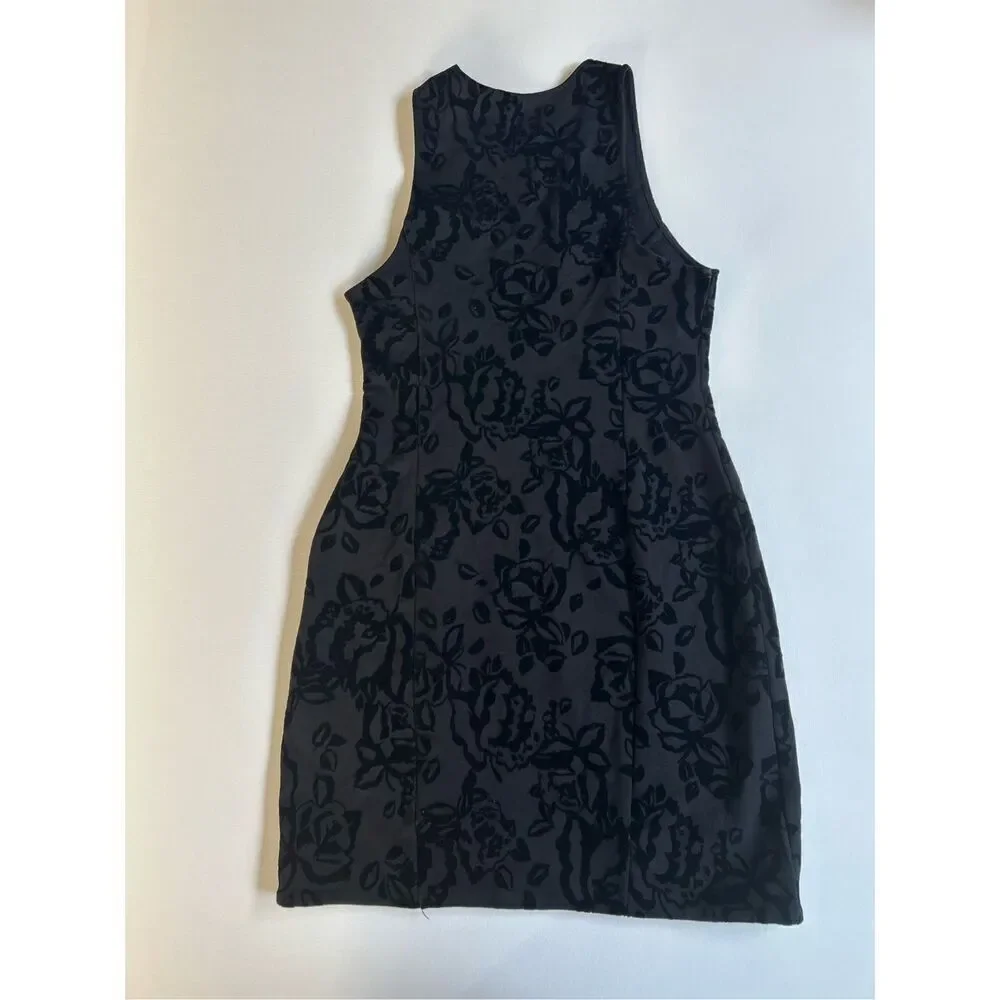 Free People velvet embellished black mini dress